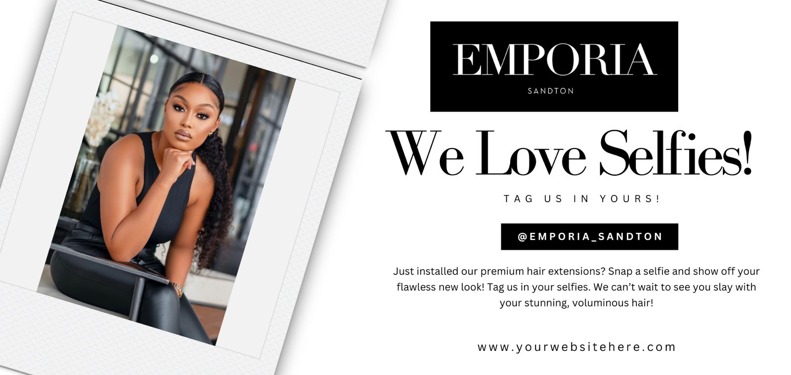 image of girl holding a black and a white balloon with the emporia lux logo printed on them